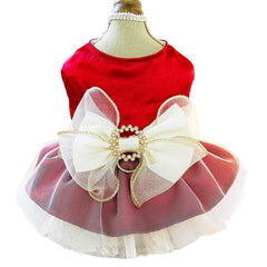 ANIAC Retro dog tulle dress front view with leash ring for stylish walks