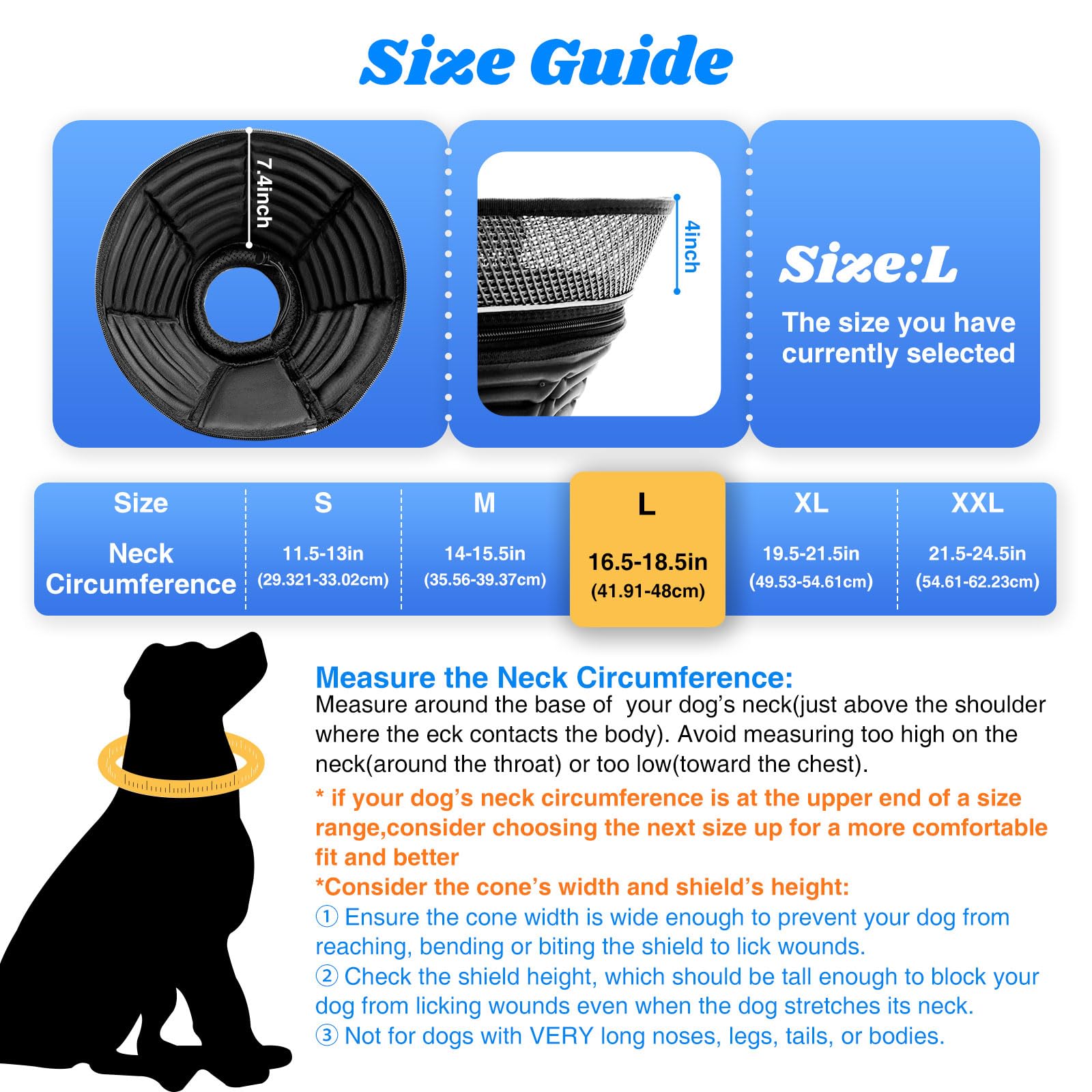 AnimaCure dog cone with detachable shield offers flexible protection during recovery.