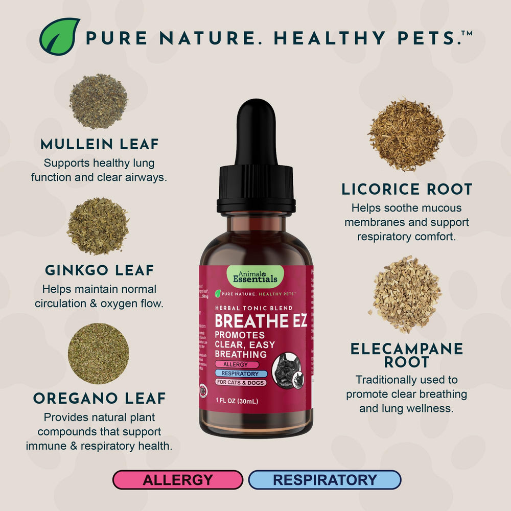 Animal Essentials Breathe EZ dog dosing image demonstrates easy administration for pets.