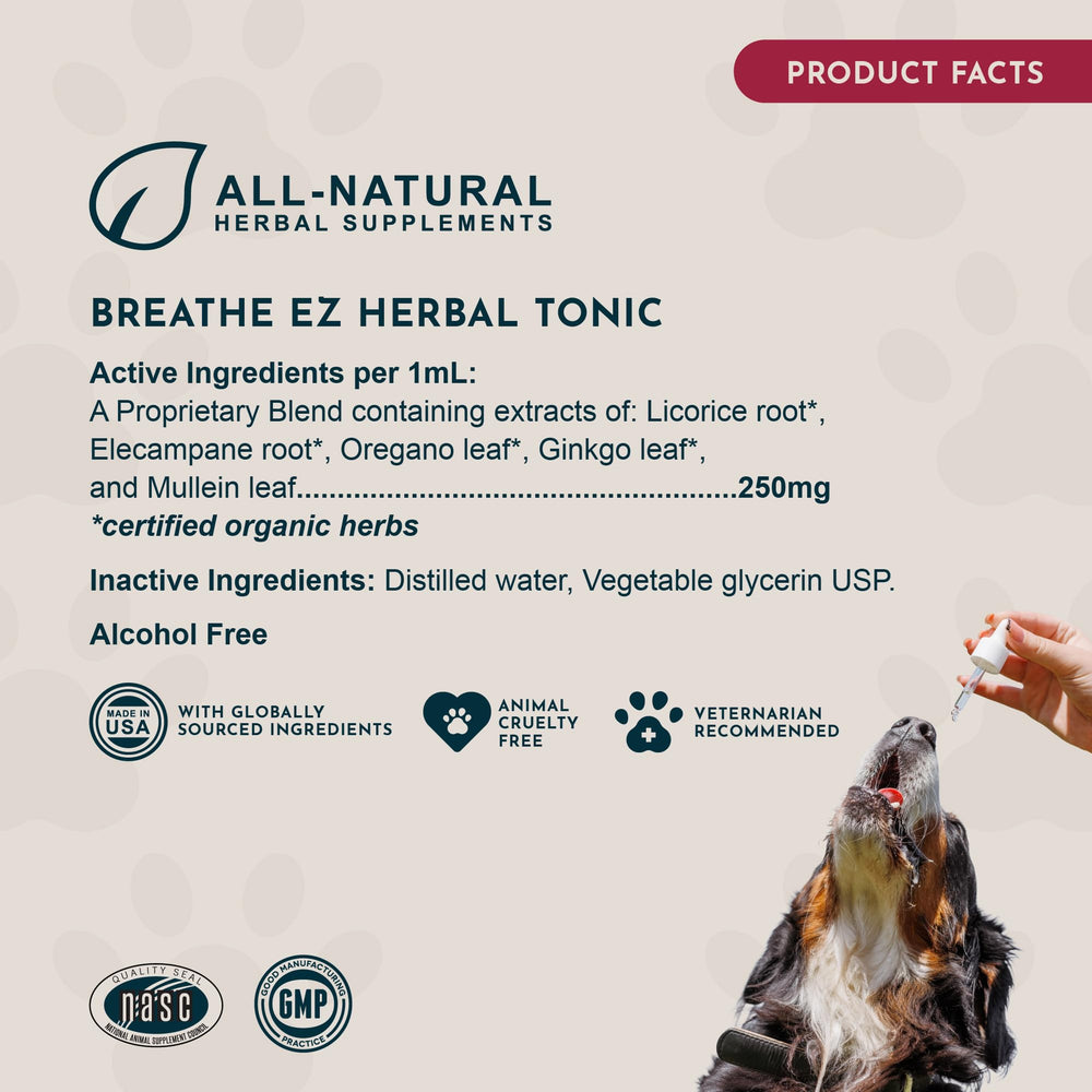Animal Essentials Breathe EZ pour action highlights simple liquid dosing for pets.