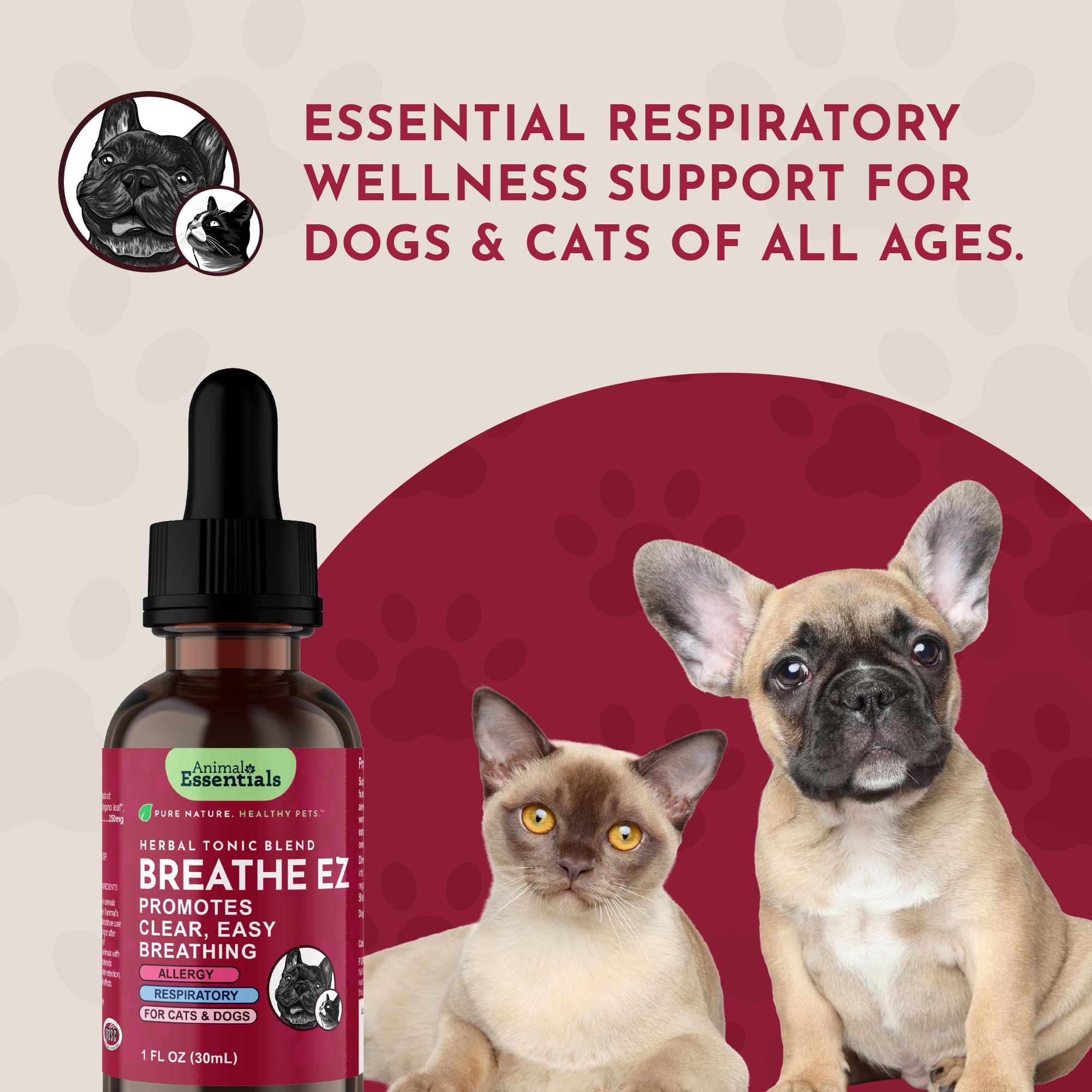 Animal Essentials Breathe EZ USA packaging emphasizes quality and proprietary blend.