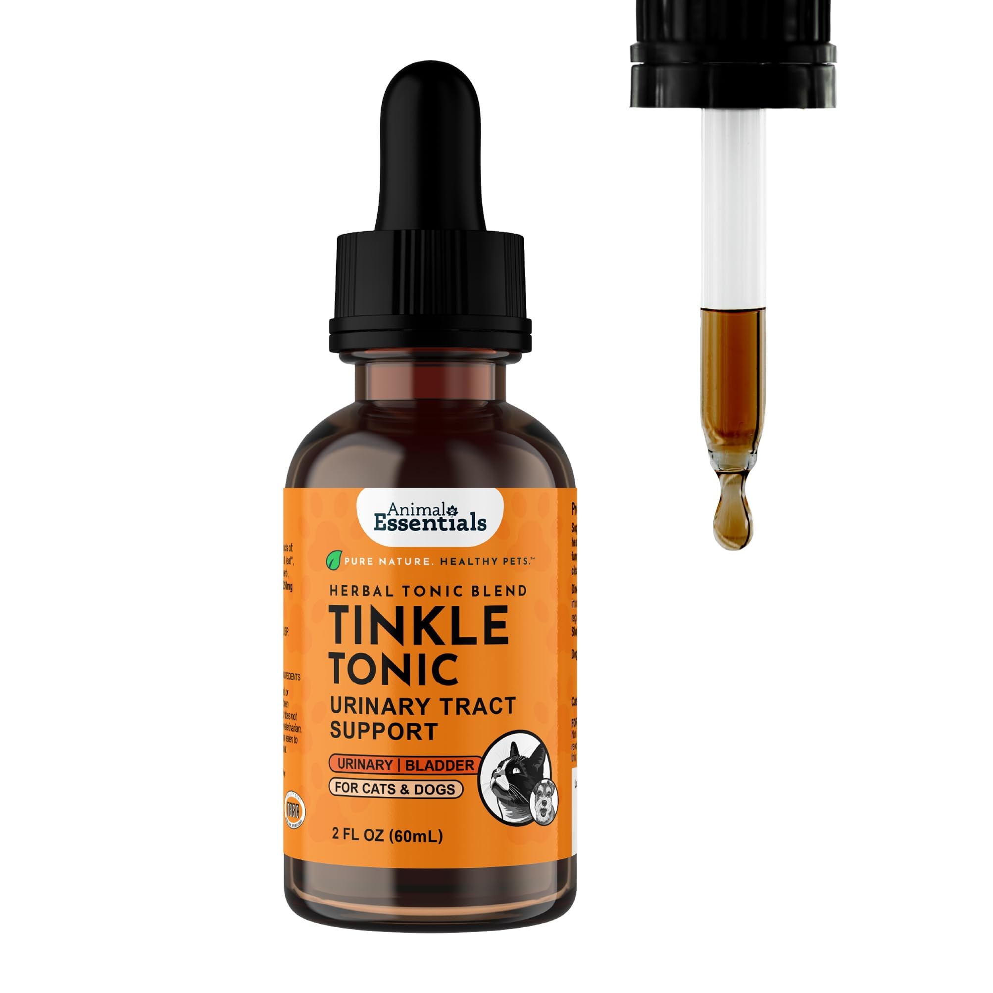 Animal Essentials Tinkle Tonic bottle front highlighting urinary support for pets