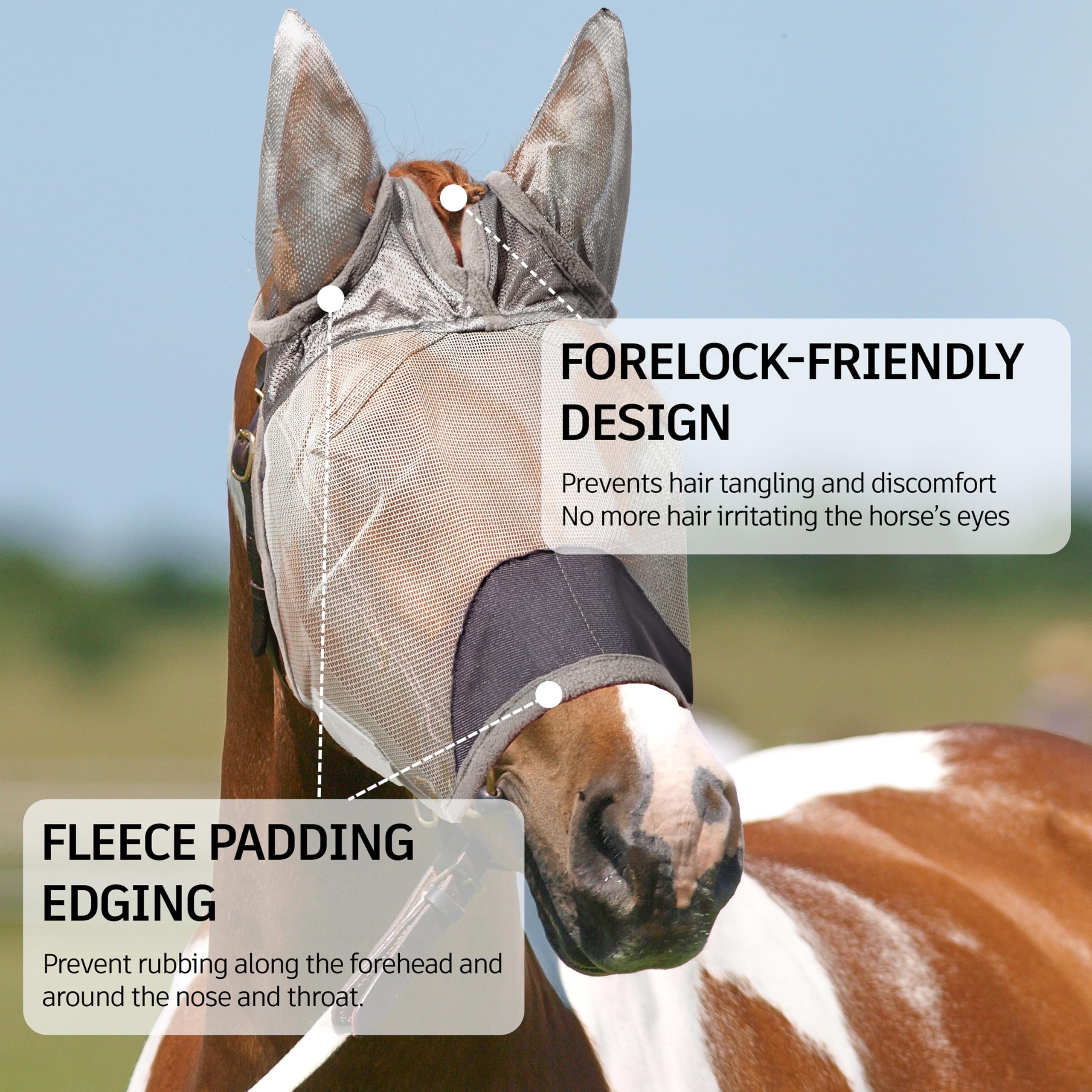Animal-Gifts horse fly mask easy-clean-maintain highlights simple cleaning and low maintenance.