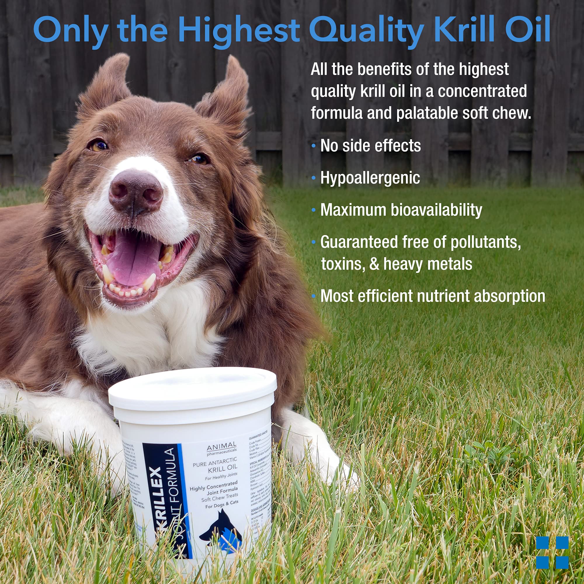 Animal Pharmaceuticals Krillex cheese-flavor chews appealing to pets.