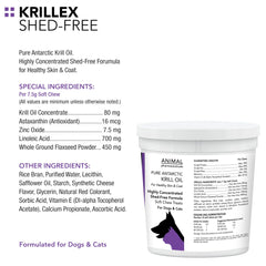 Animal Pharmaceuticals Krillex Shed-Free Chews close-up of cheese-flavored chews for skin health