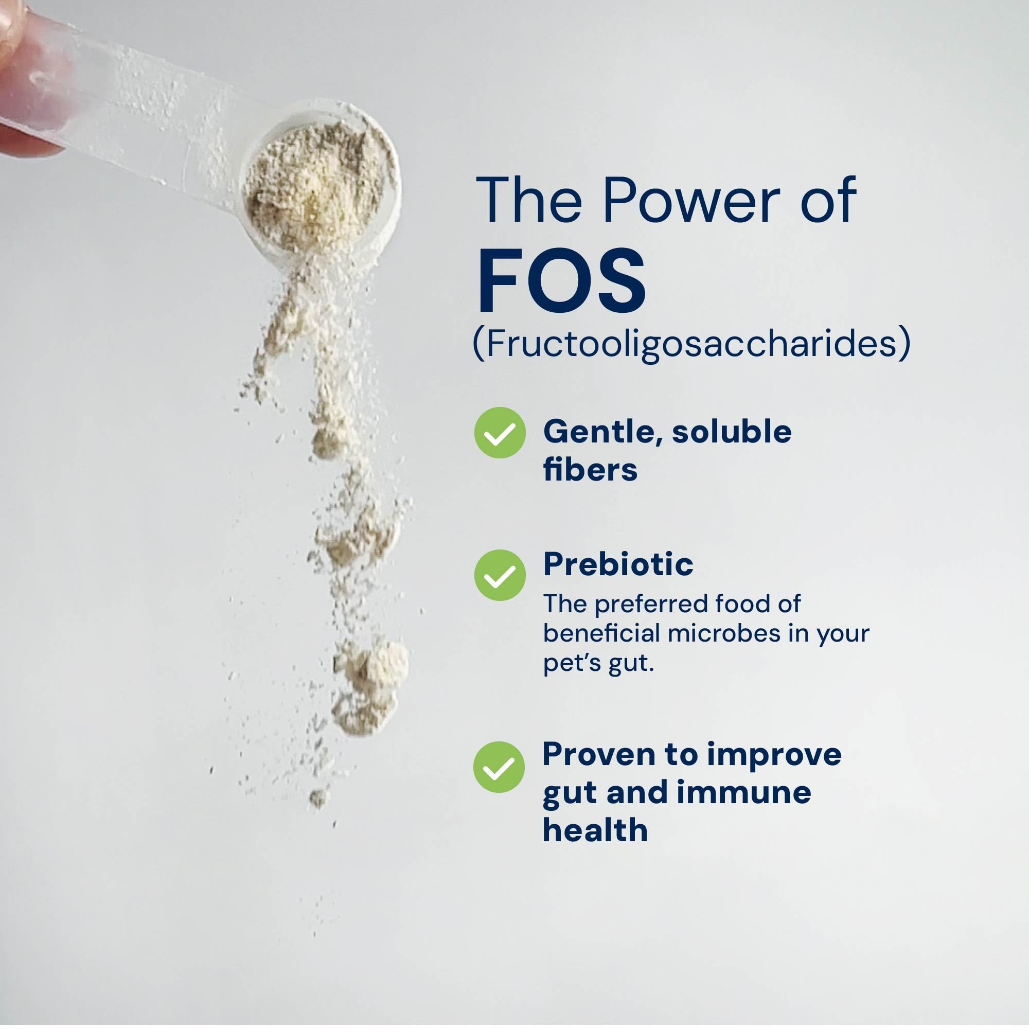 AnimalBiome S boulardii + FOS powder label emphasizes prebiotic FOS from non-GMO beet sugar.