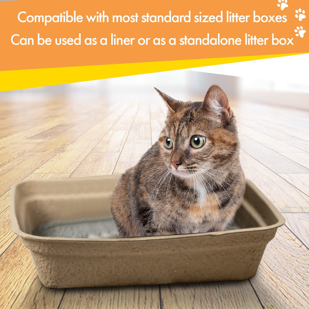 Animaru Disposable Litter Box brown large 4-pack flexible use as liner or standalone tray.