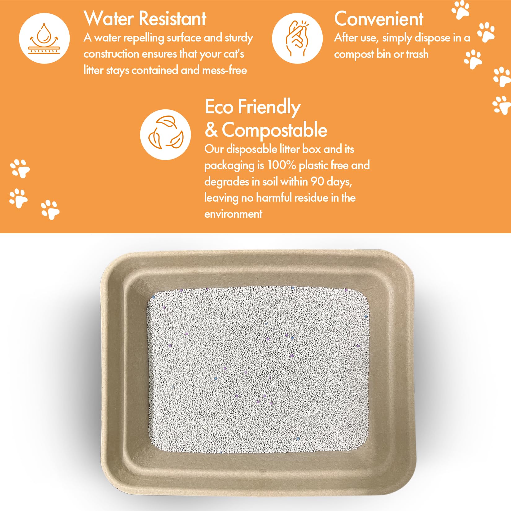 Animaru Disposable Litter Box brown large 4-pack leak-resistant design prevents spills during use.