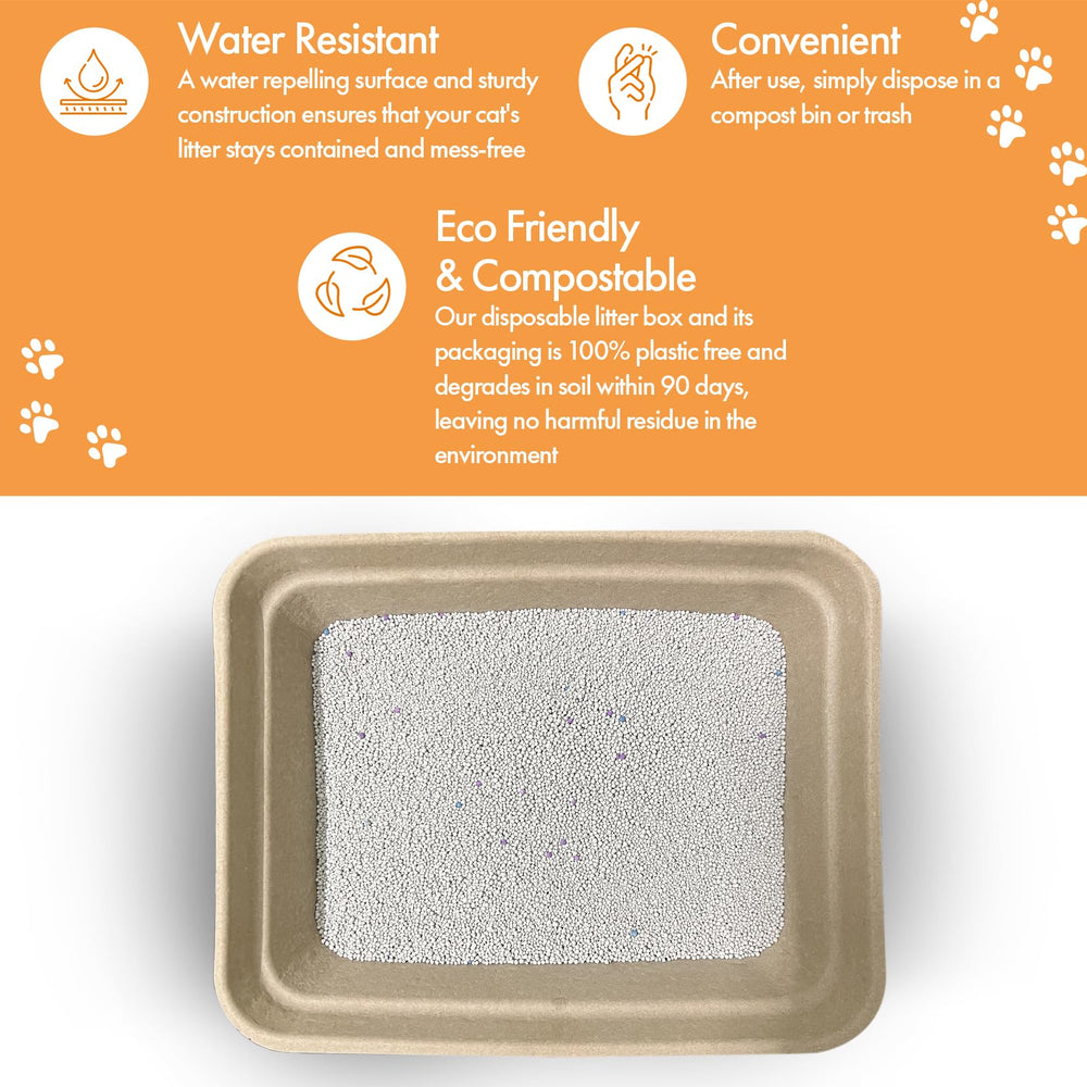 Animaru Disposable Litter Box brown large 4-pack leak-resistant design prevents spills during use.