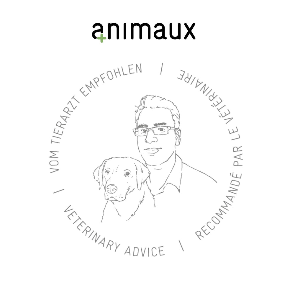 Animaux bottle of tablets on wood shows convenient daily supplement.