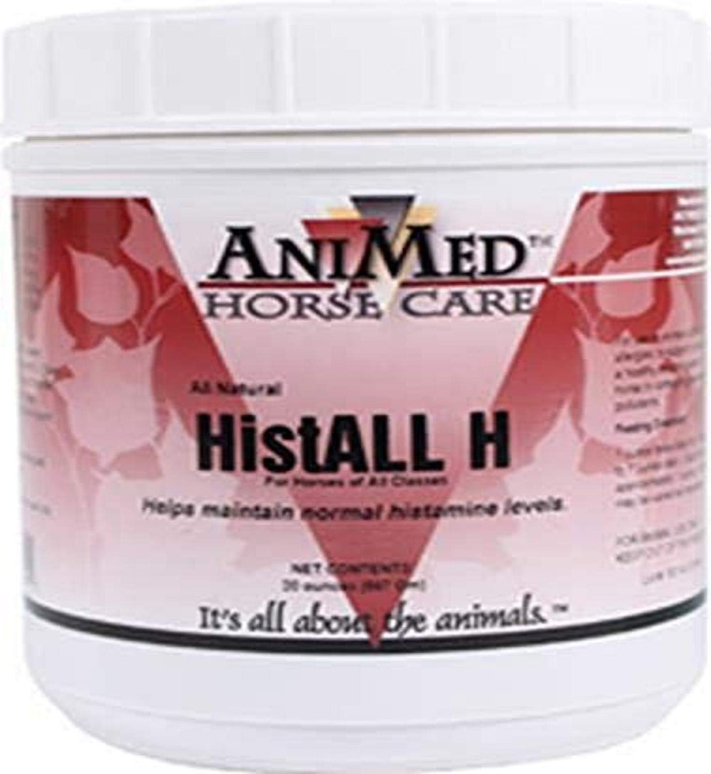 ANIMED HistAll H powder tub—natural respiratory support for horses.