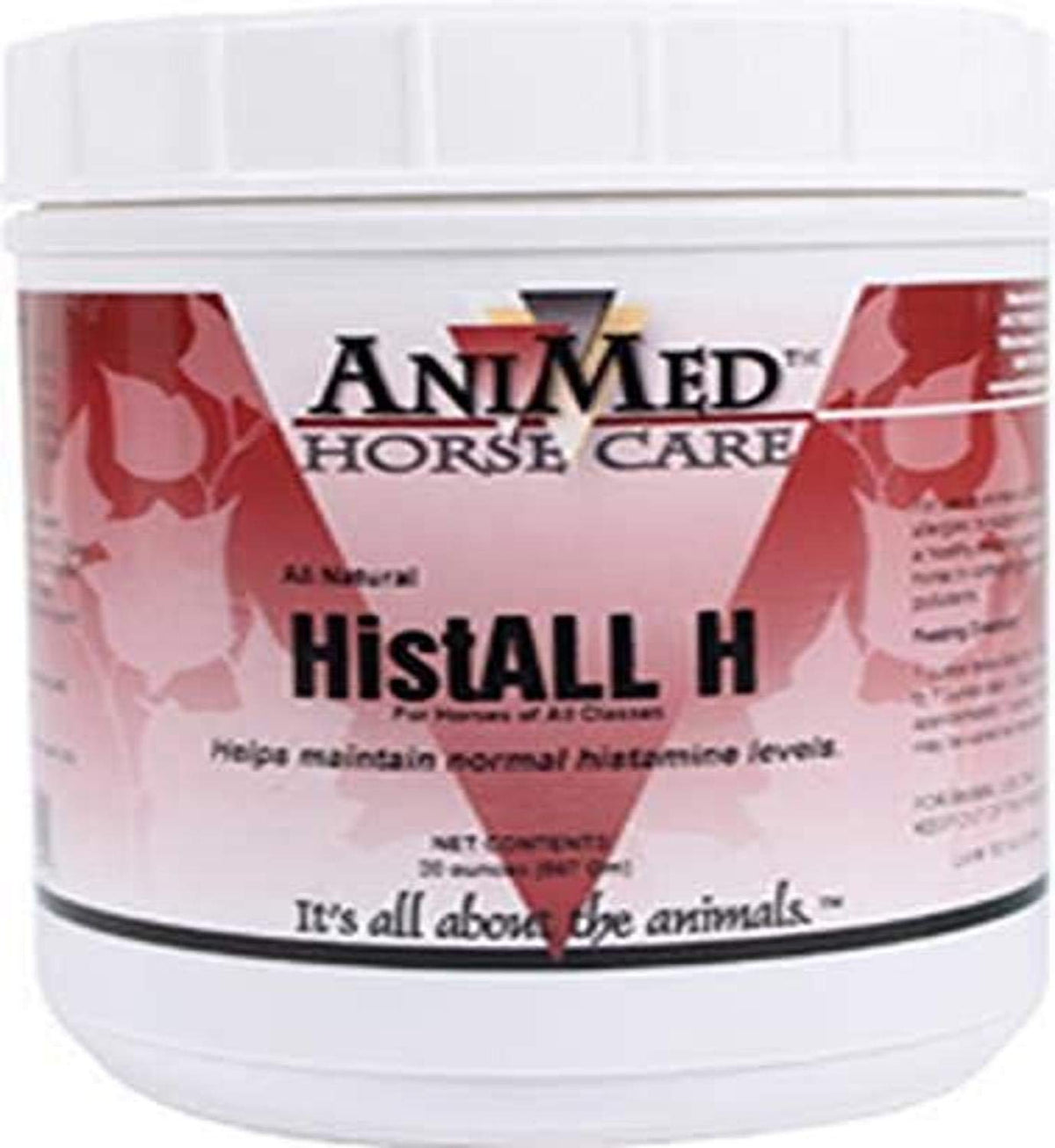 ANIMED HistAll H powder tub—natural respiratory support for horses.