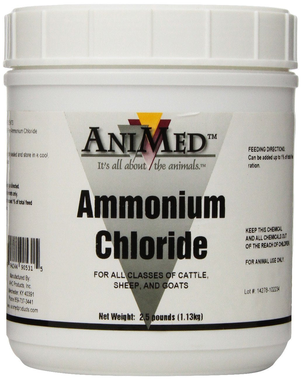 ANIMED powder 99.9% ammonium chloride bottle for livestock urinary health support