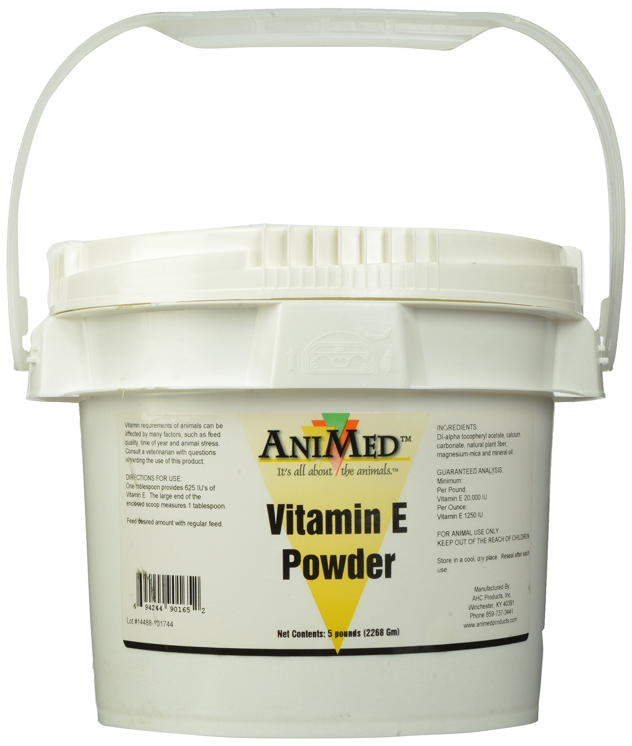 ANIMED Vitamin E Powder label for easy dosing and storage.