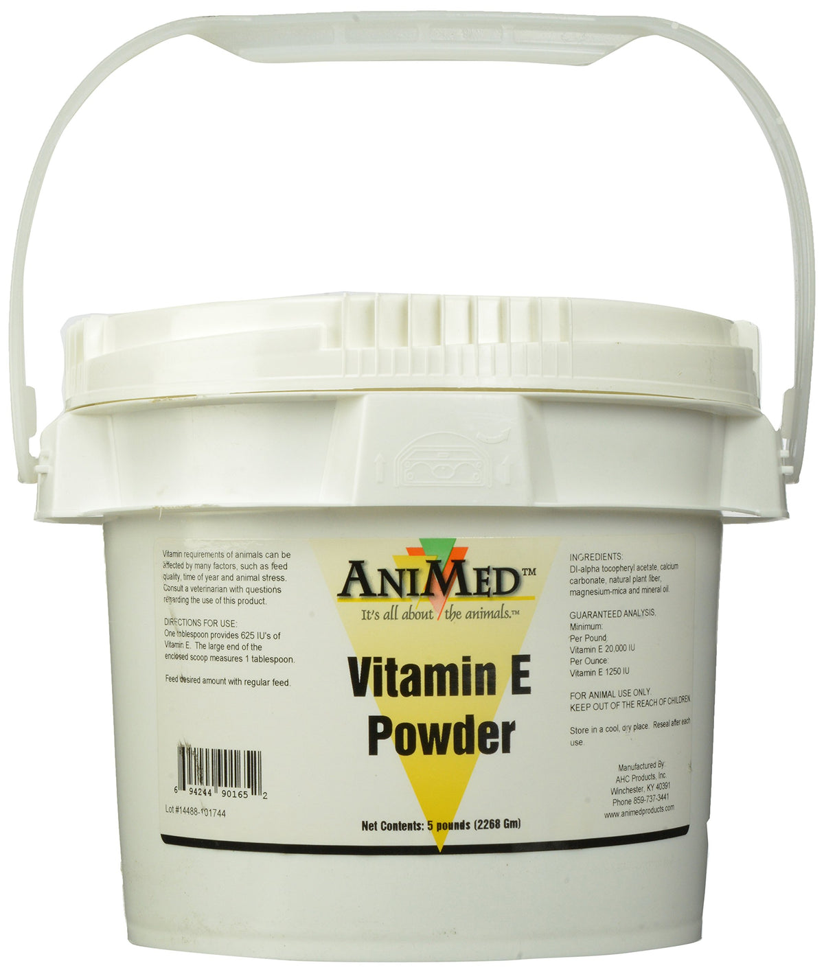 ANIMED Vitamin E Powder label for easy dosing and storage.