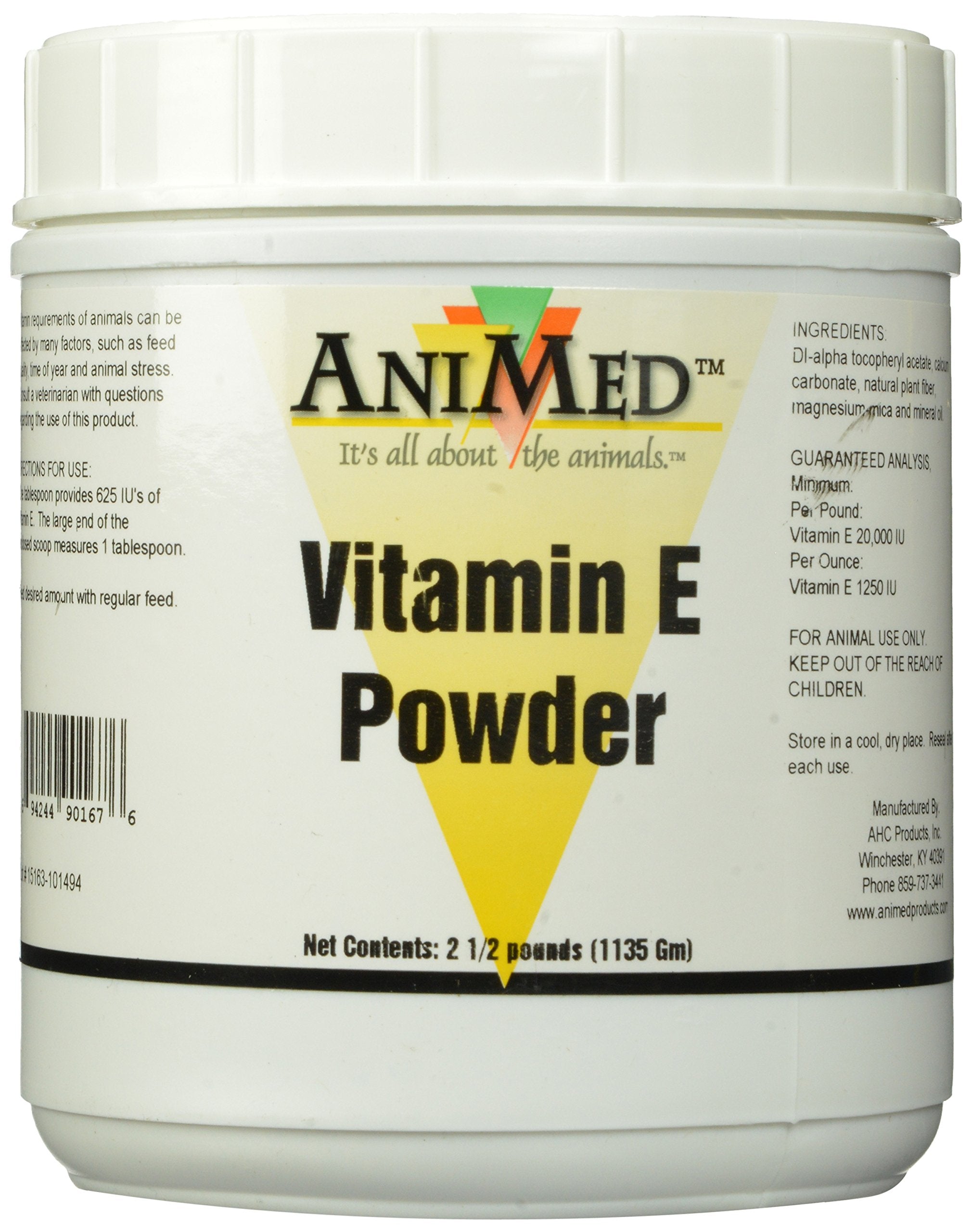AniMed Vitamin E Powder for Horses bottle ready for easy daily supplementation