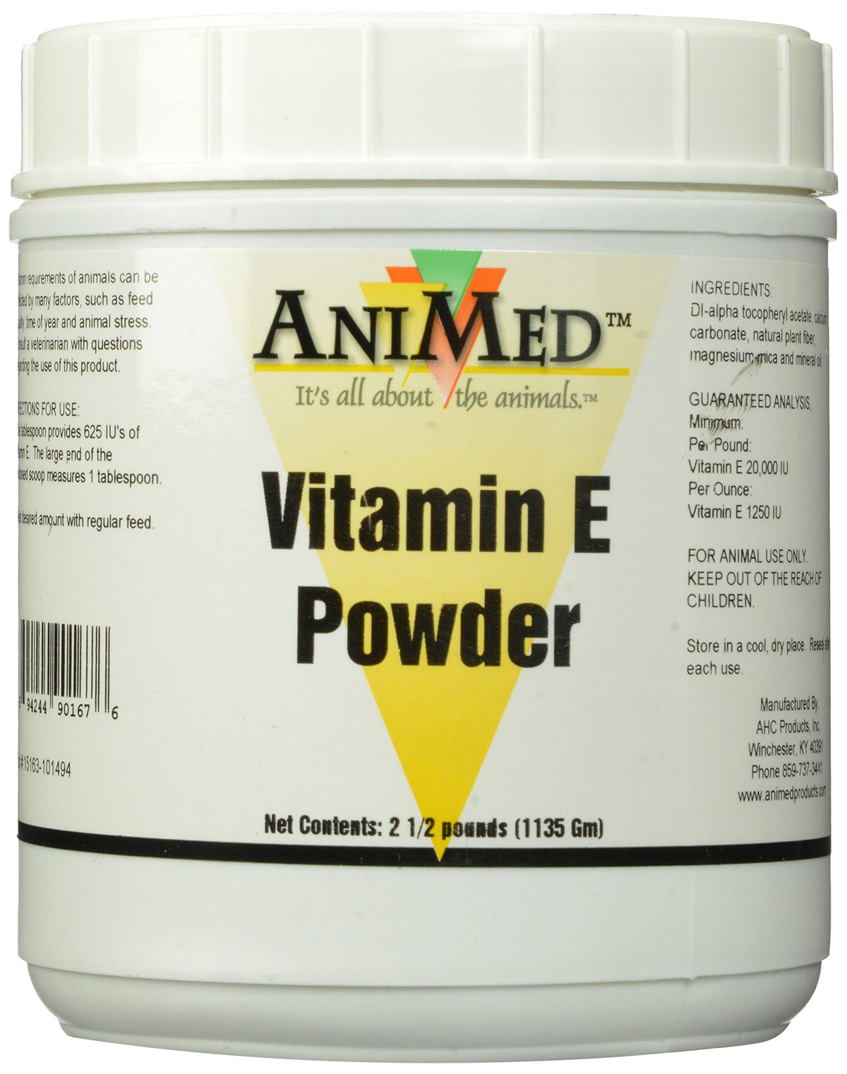AniMed Vitamin E Powder for Horses bottle ready for easy daily supplementation
