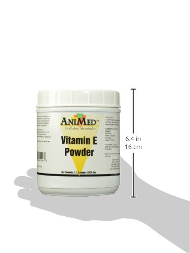 AniMed Vitamin E Powder container closeup highlighting 2.5-pound packaging