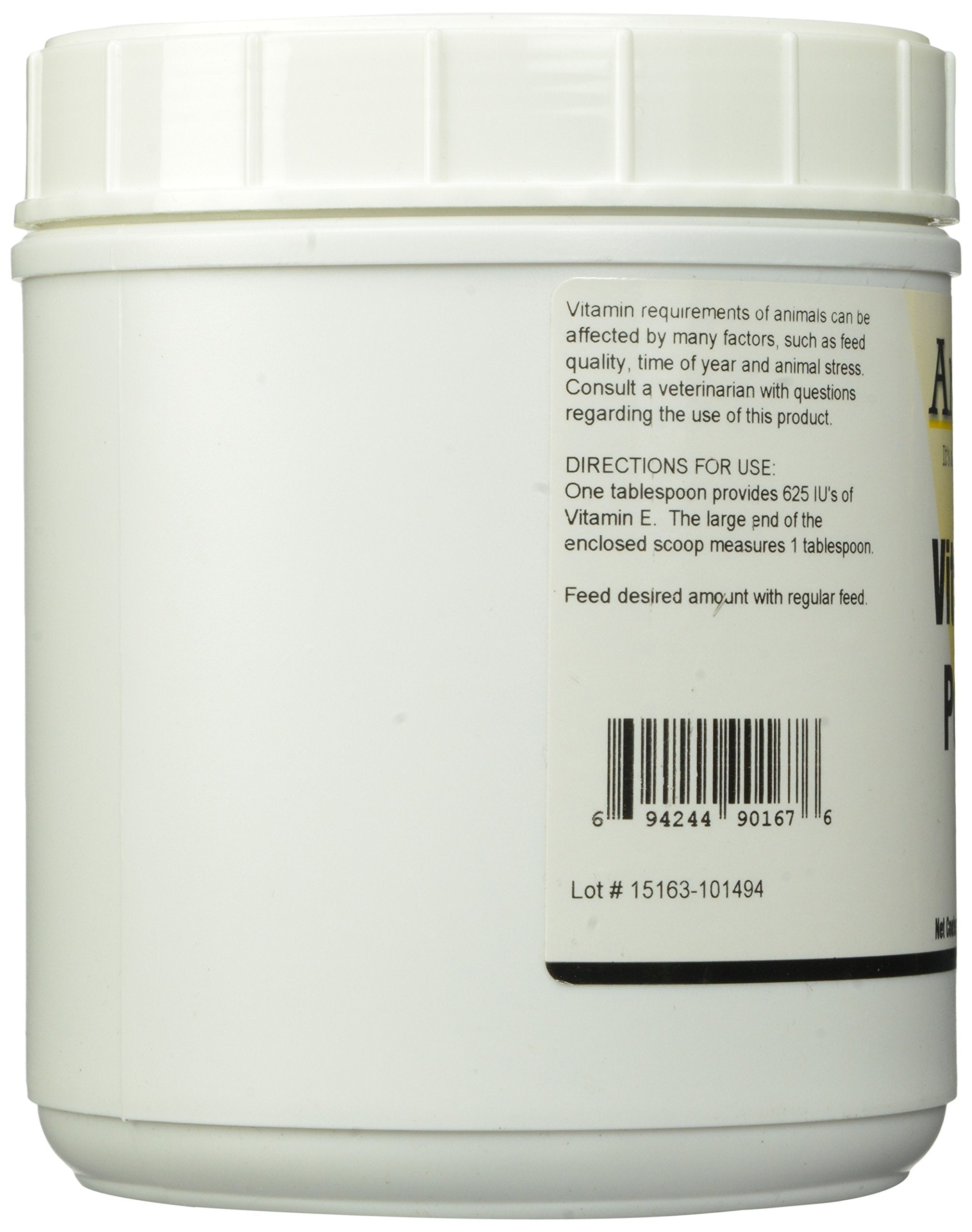 AniMed Vitamin E Powder being poured over feed for easy mix