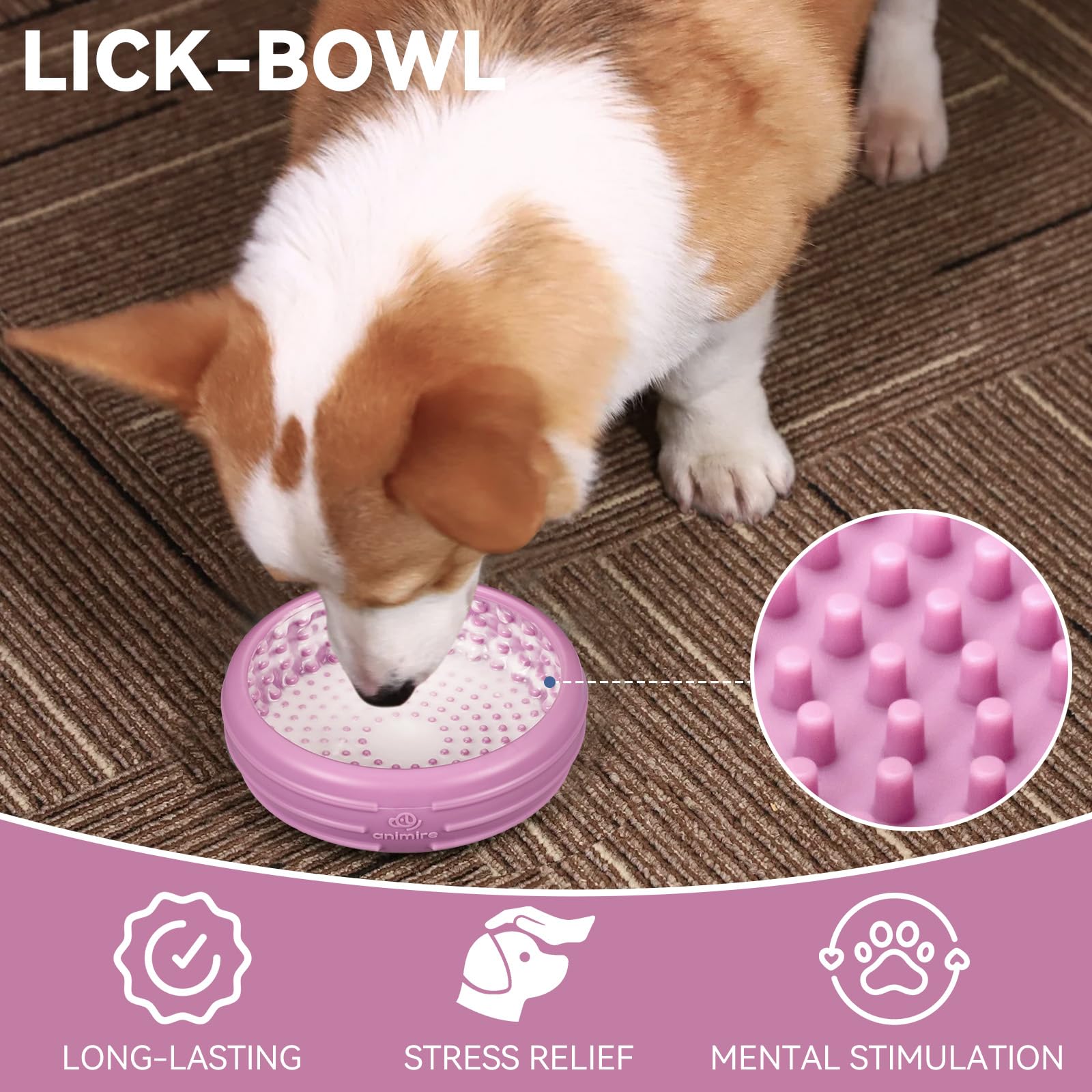 Animire freeze-ready surface with dry yogurt spread for long-lasting interactive enrichment