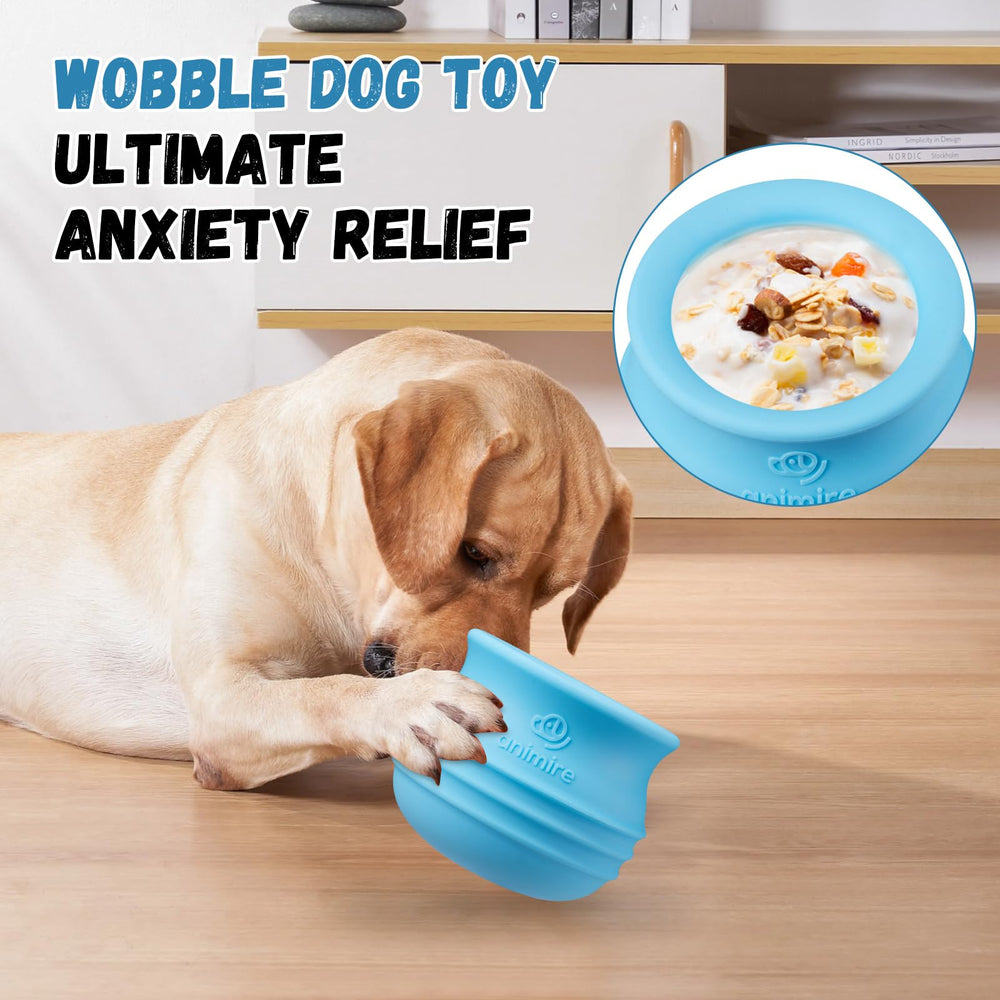 Animire interactive-feeding dog toy light-blue dispenses treats for stimulating feeding sessions