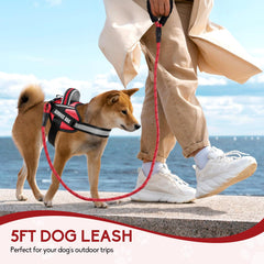 Animire service dog harness reflective strip shows visibility during low light walks.