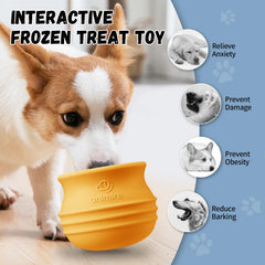 Animire treat-dispensing toy orange close-up texture stimulates chewing and mental engagement