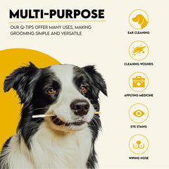 AnimoGoods 100-pack cotton swabs provide sturdy natural material for reliable at-home grooming.