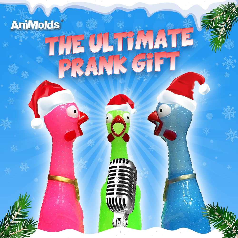 Animolds Squeeze Me Chicken white elephant gift highlights playful gag appeal