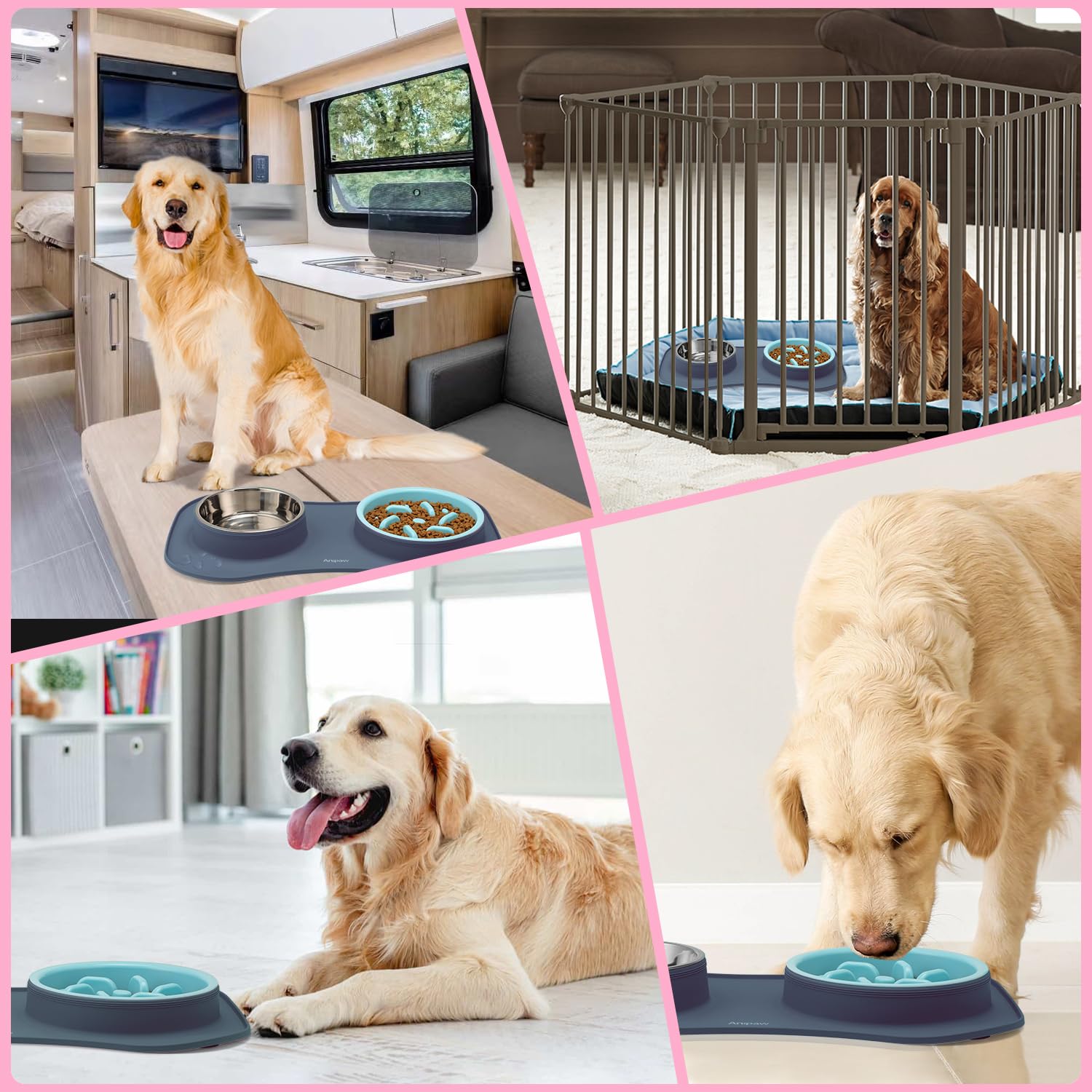 Anipaw anti-skid bases prevent bowl sliding during meals.