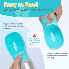 Anipaw built-in cup in-use demonstrates easy one-handed hydration for hikes.
