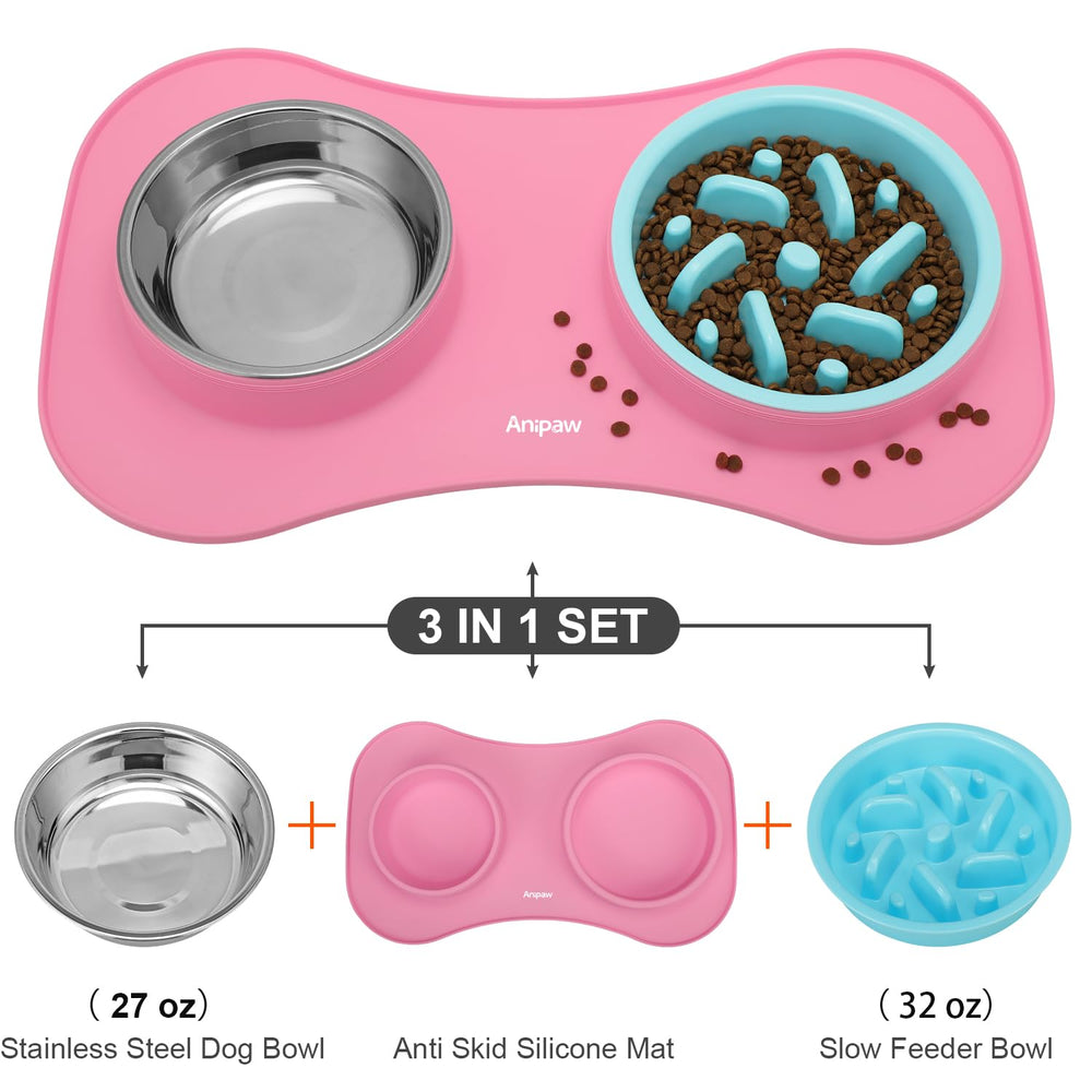 Anipaw dishwasher-safe set simplifies cleaning after hungry, messy feedings.