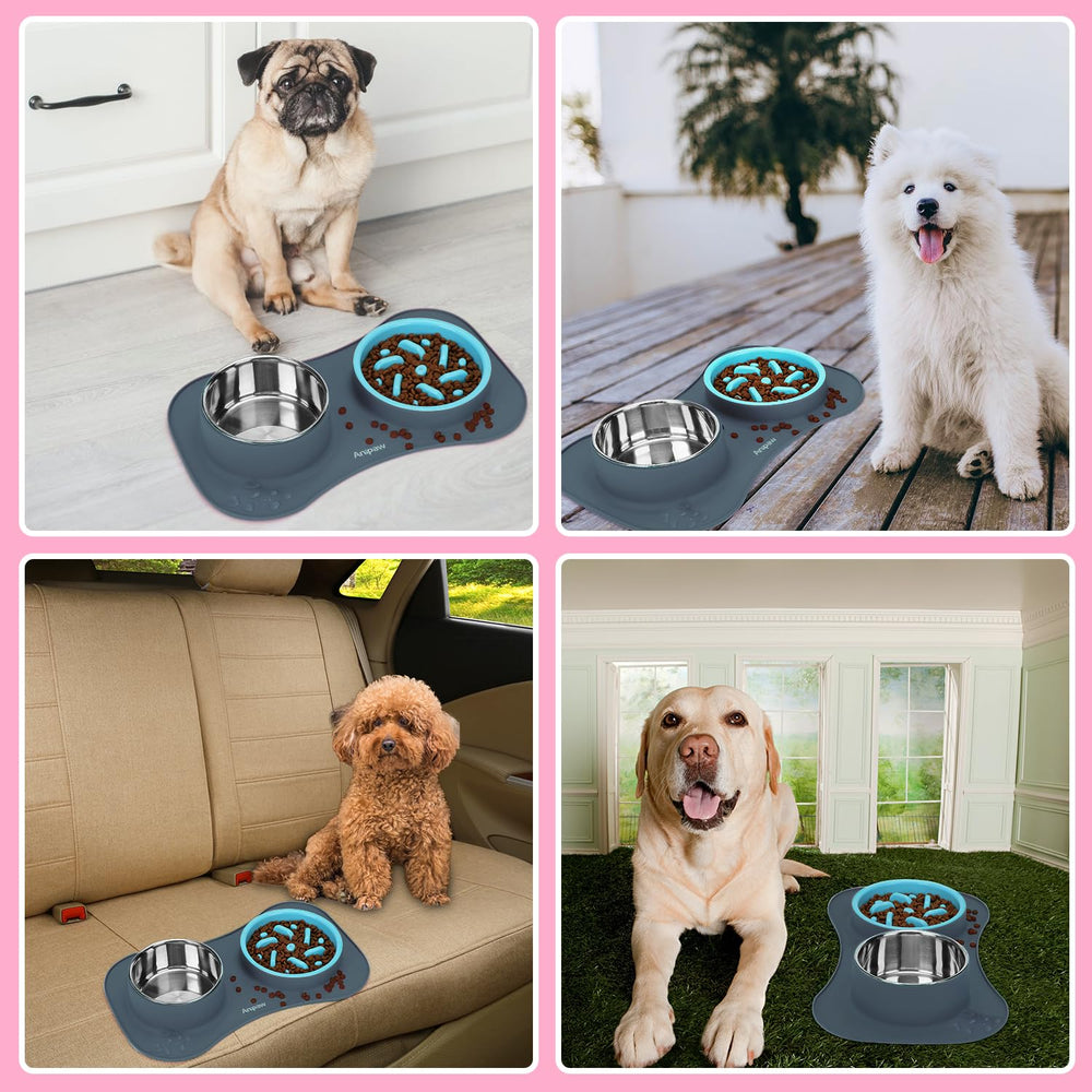 Anipaw foldable silicone mat catches spills and protects floors during feeding.
