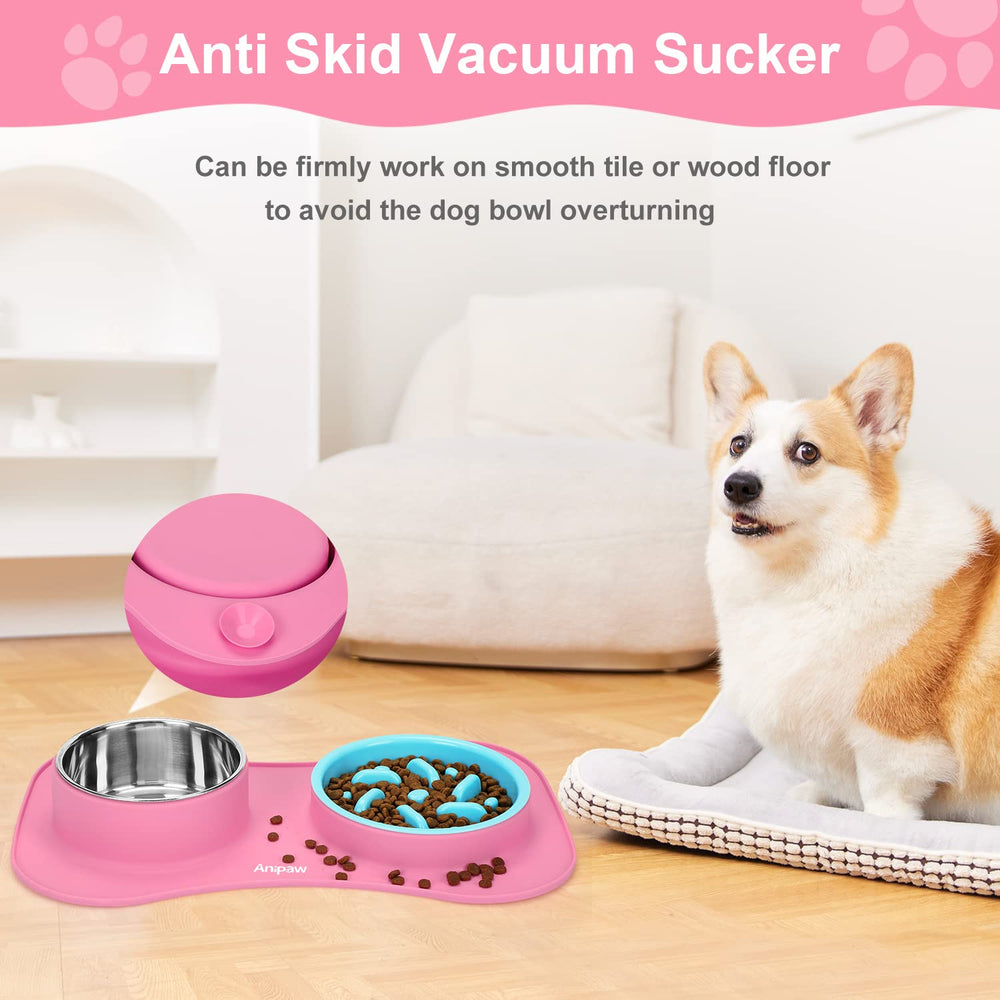 Anipaw non-spill silicone mat with suction cups demonstrates stable setup and floor protection.