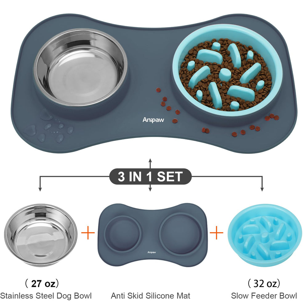 Anipaw non-spill silicone mat keeps feeding area clean.