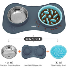Anipaw non-spill silicone mat keeps feeding area clean.