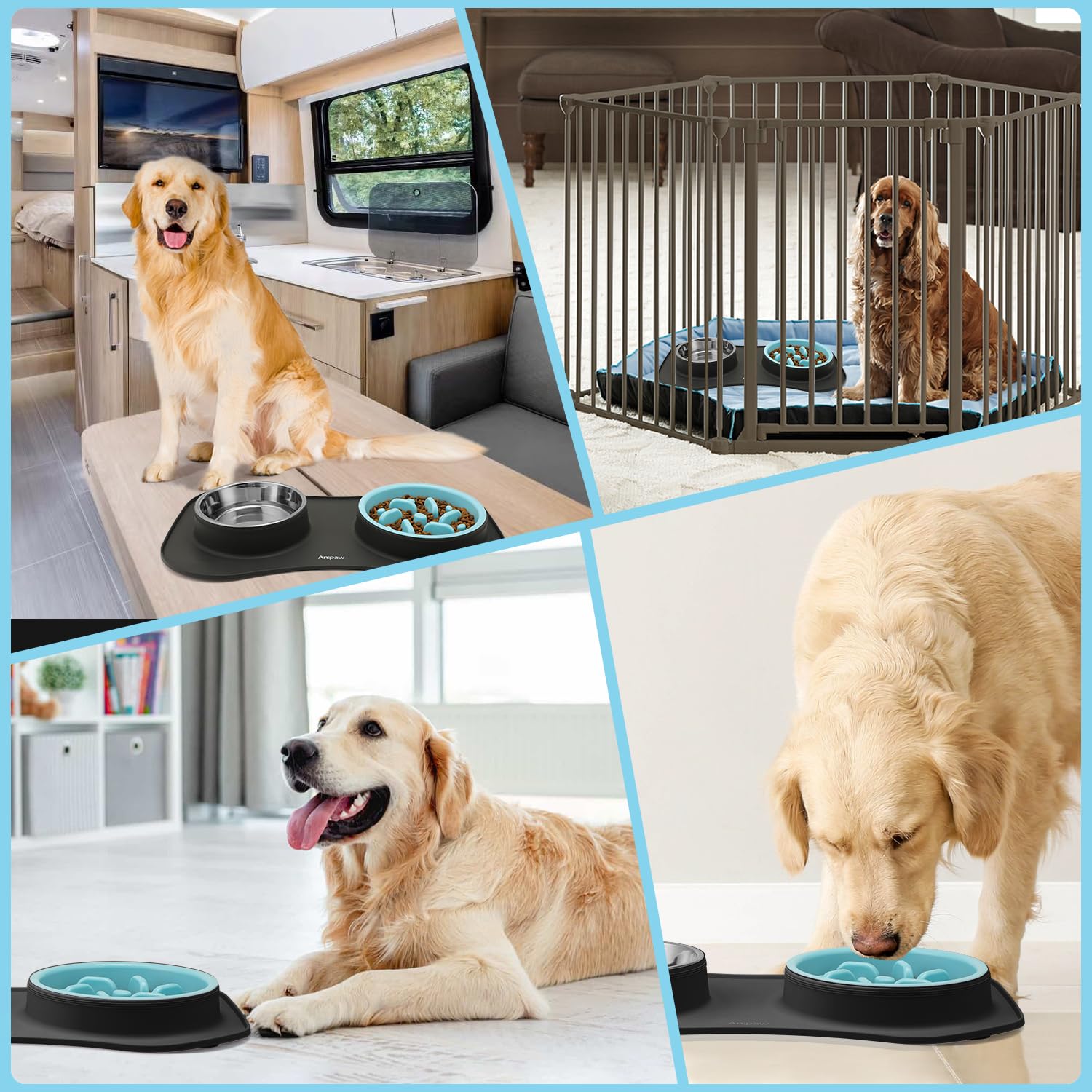 Anipaw portable dog bowl travel set for mess-free trips.
