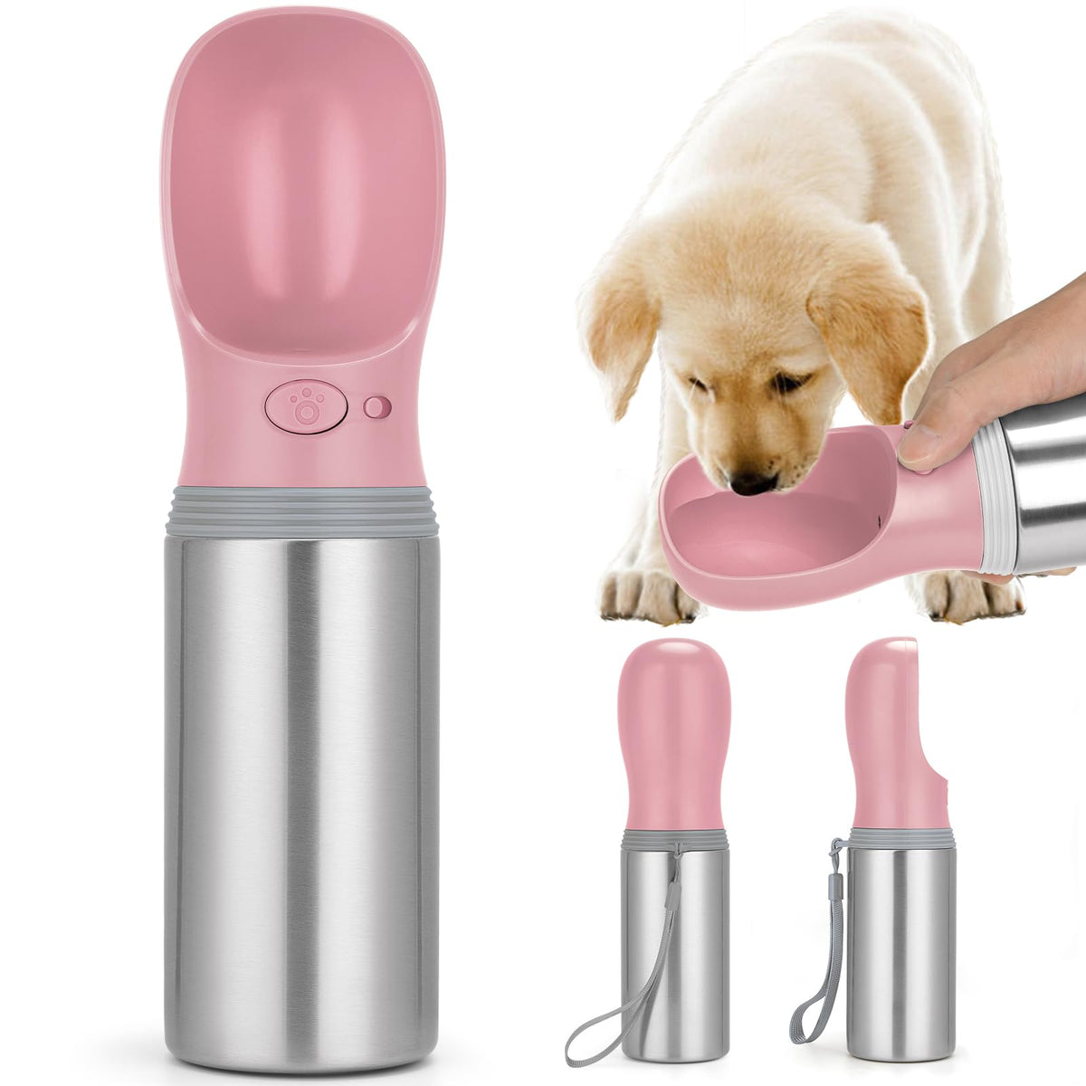 Anipaw portable dog water bottle with leakproof cap keeps hydration secure on the go.