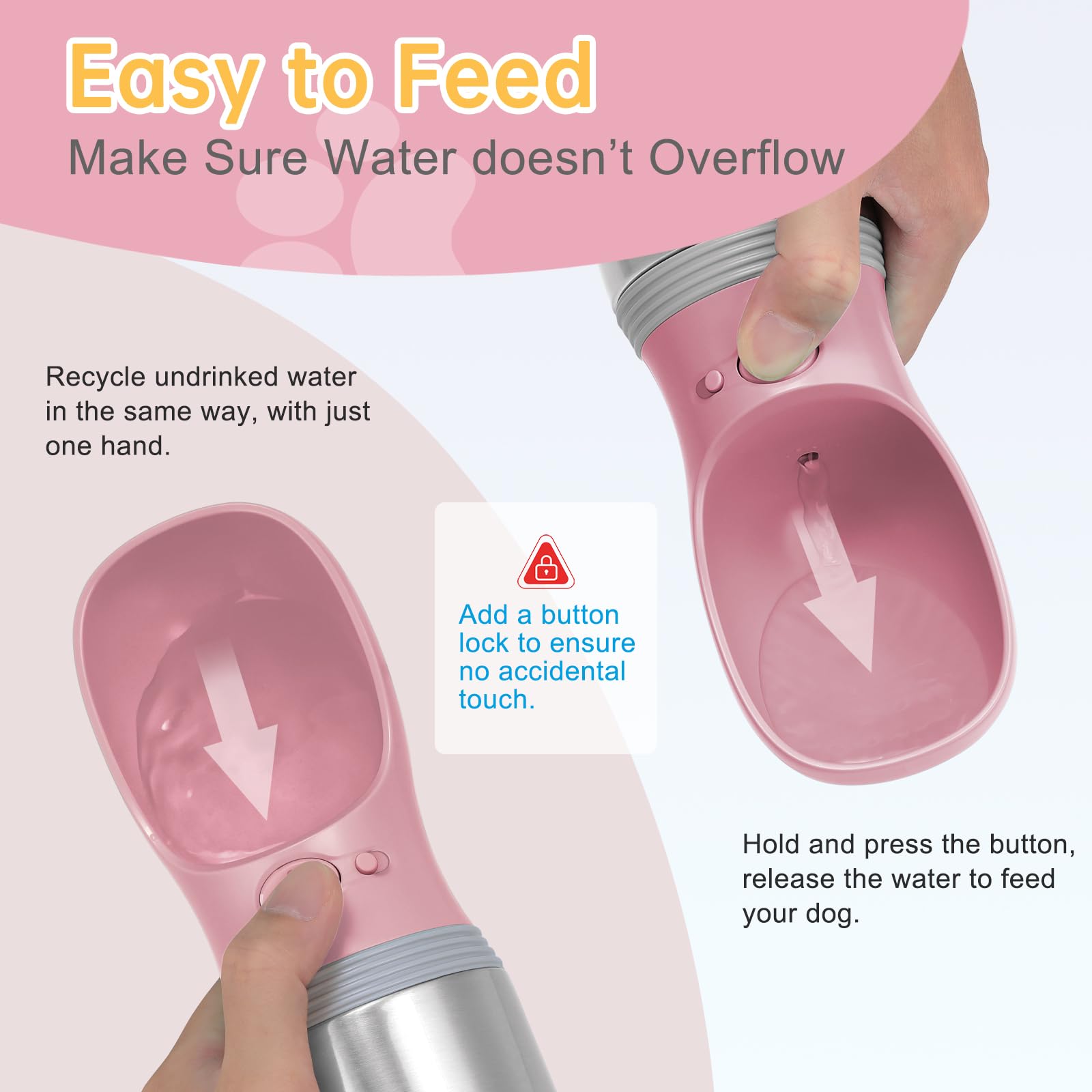 Anipaw portable dog water bottle one-hand operation for easy use on adventures.