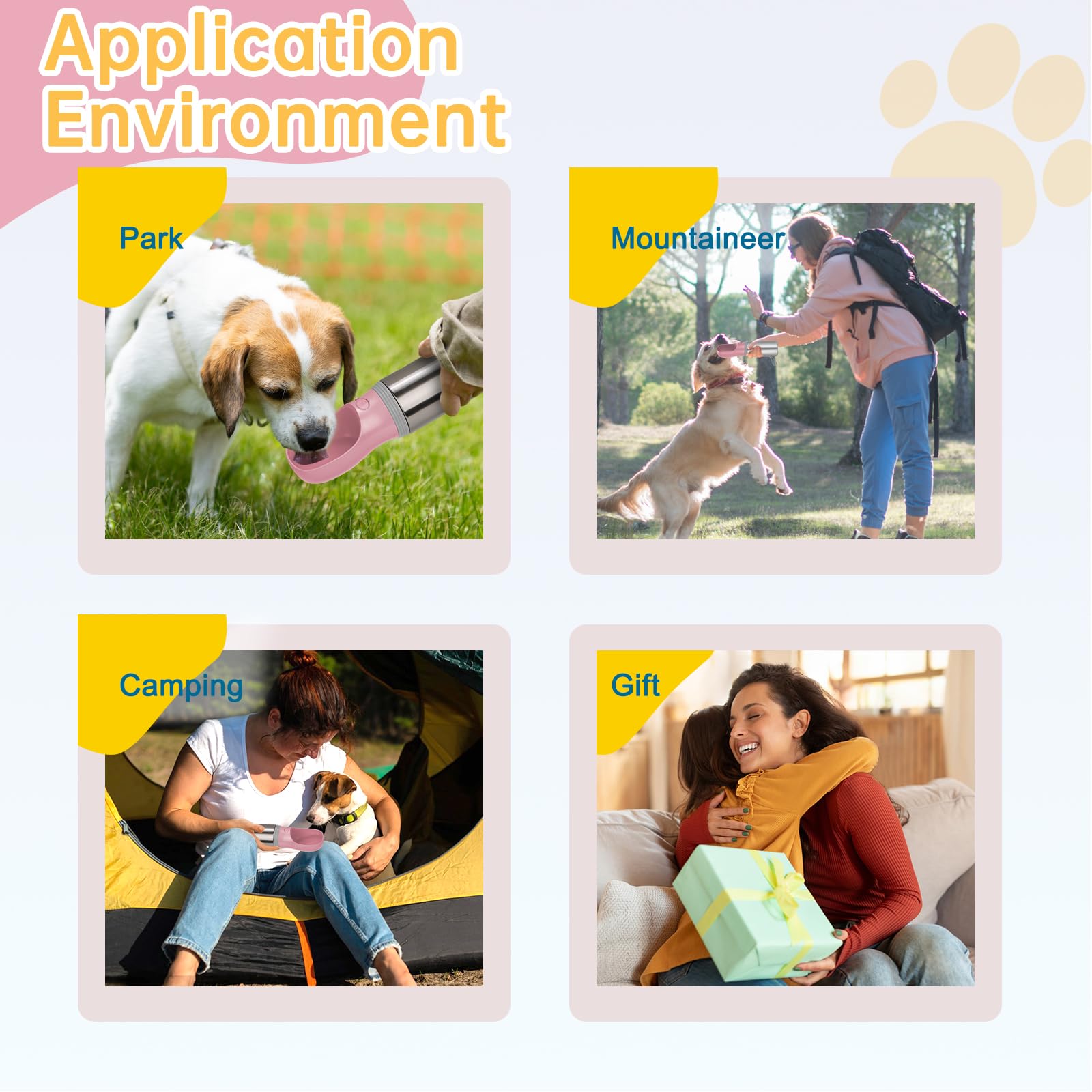 Anipaw portable dog water bottle travel-friendly fits in backpacks and car journeys.