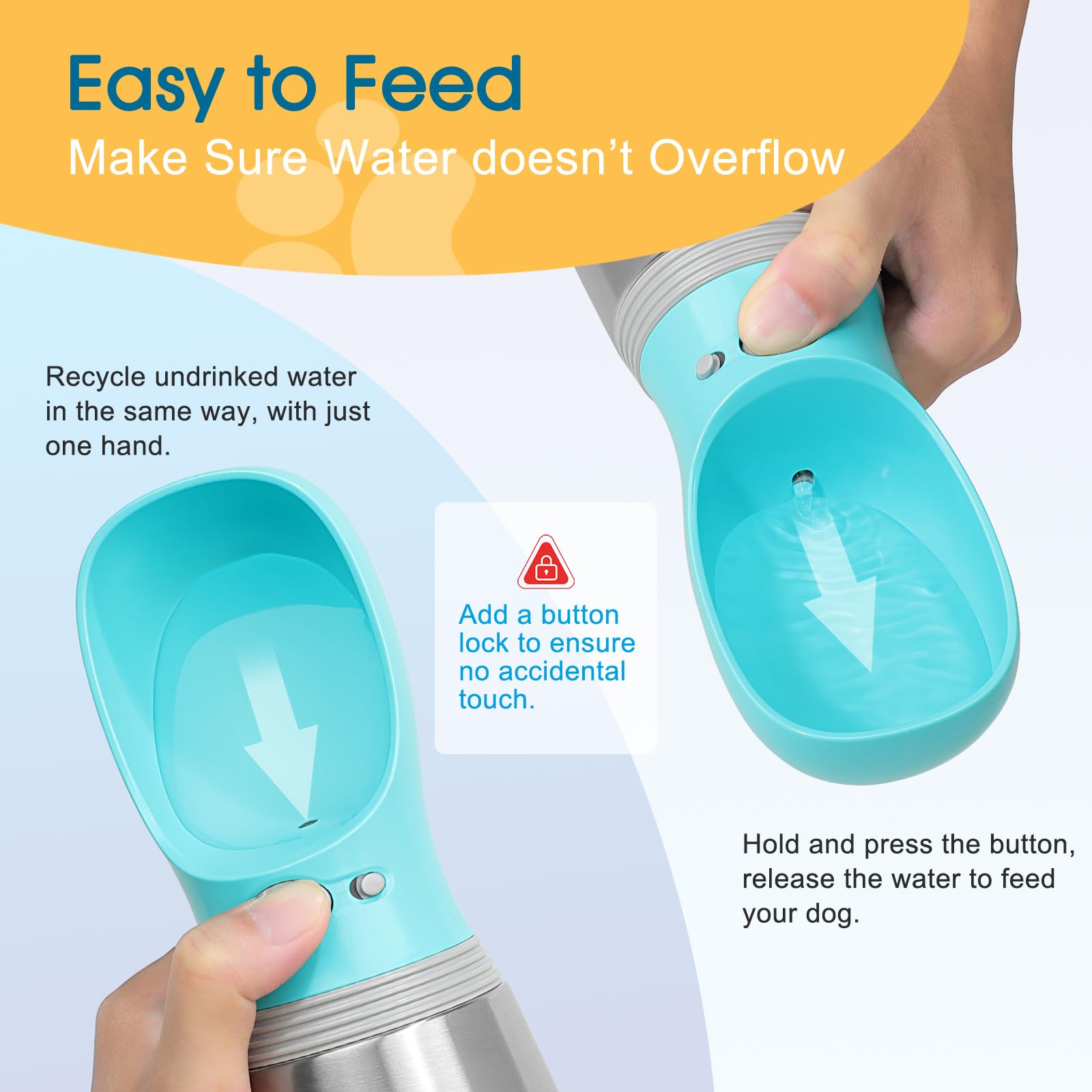 Anipaw built-in bowl provides instant drinking space for pets.