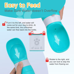Anipaw portable dog water bottle built in bowl demonstrates easy drinking for pets