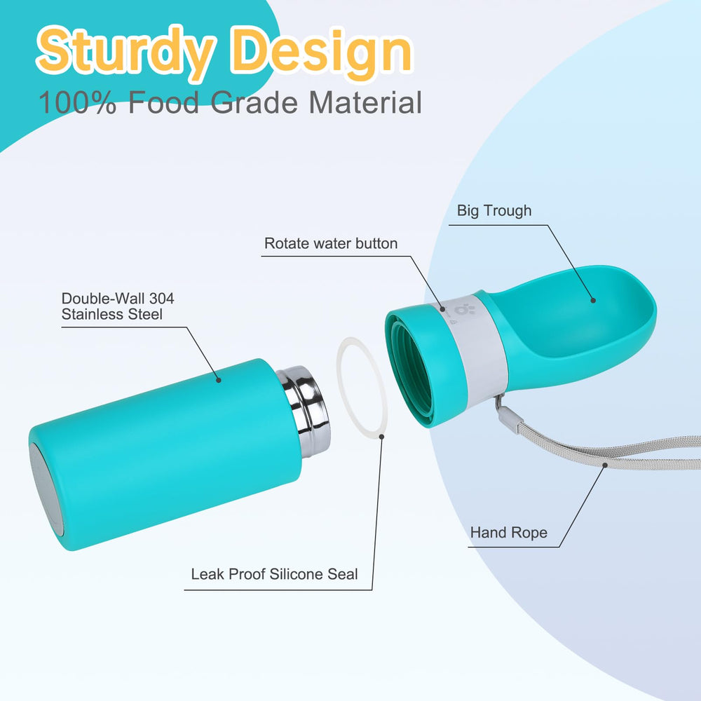 Anipaw portable dog water bottle rotary switch closeup shows one handed operation