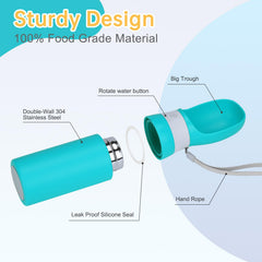 Anipaw portable dog water bottle rotary switch closeup shows one handed operation