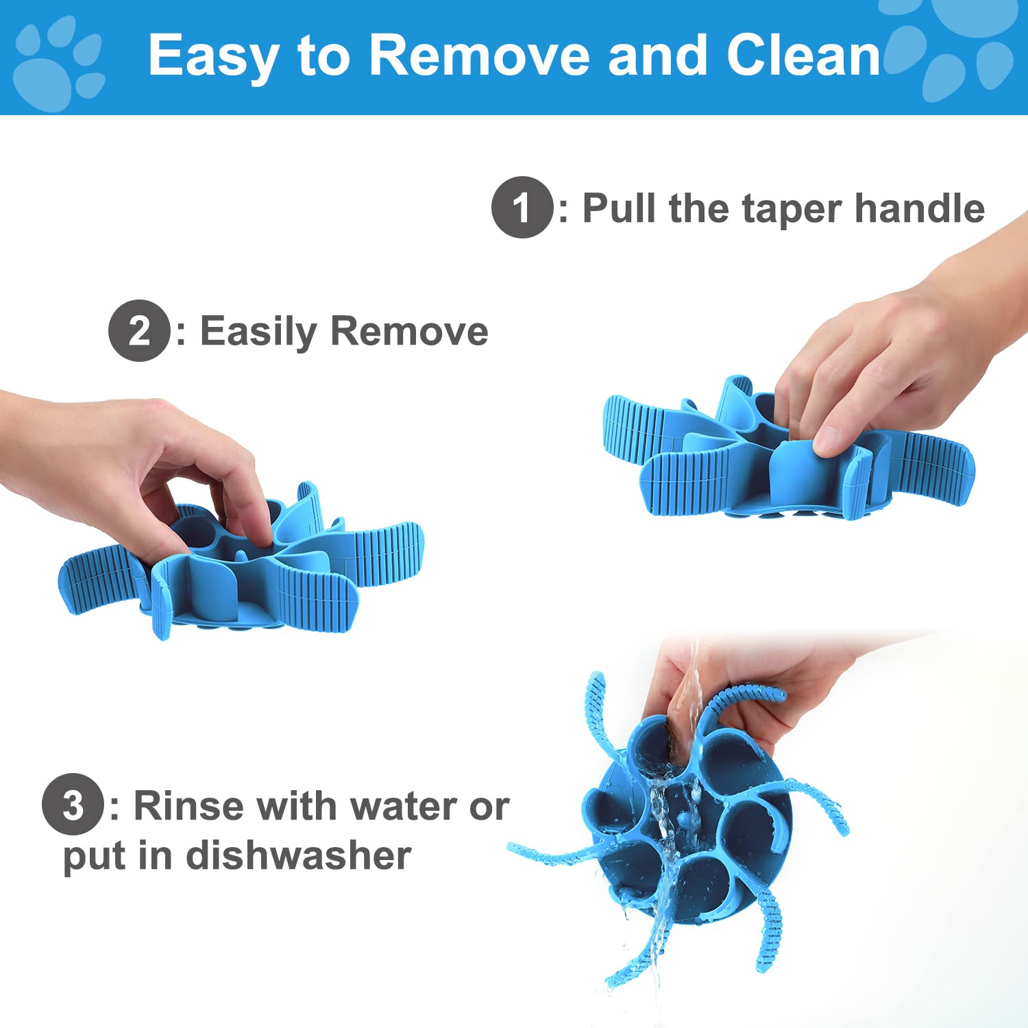 Anipaw removable insert shows easy-handles for quick removal.