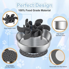Anipaw silicone slow-feeder insert provides soft, safe pacing during meals