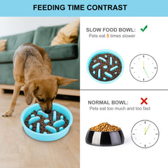 Anipaw slow feeder bowl interior reveals raised obstacles to slow feeding.