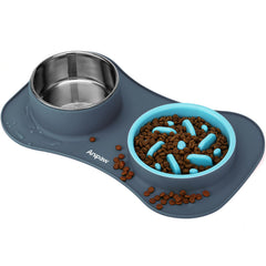 Anipaw slow-feeder bowl with raised obstacles promotes mindful, slower eating.
