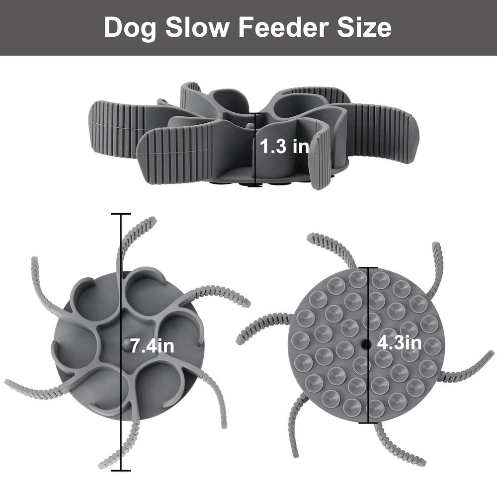 Anipaw slow feeder used with stainless steel bowls for all dog sizes.