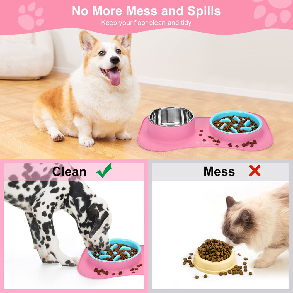 Anipaw stainless steel water bowl detail emphasizes rust-resistant, easy-to-clean design.